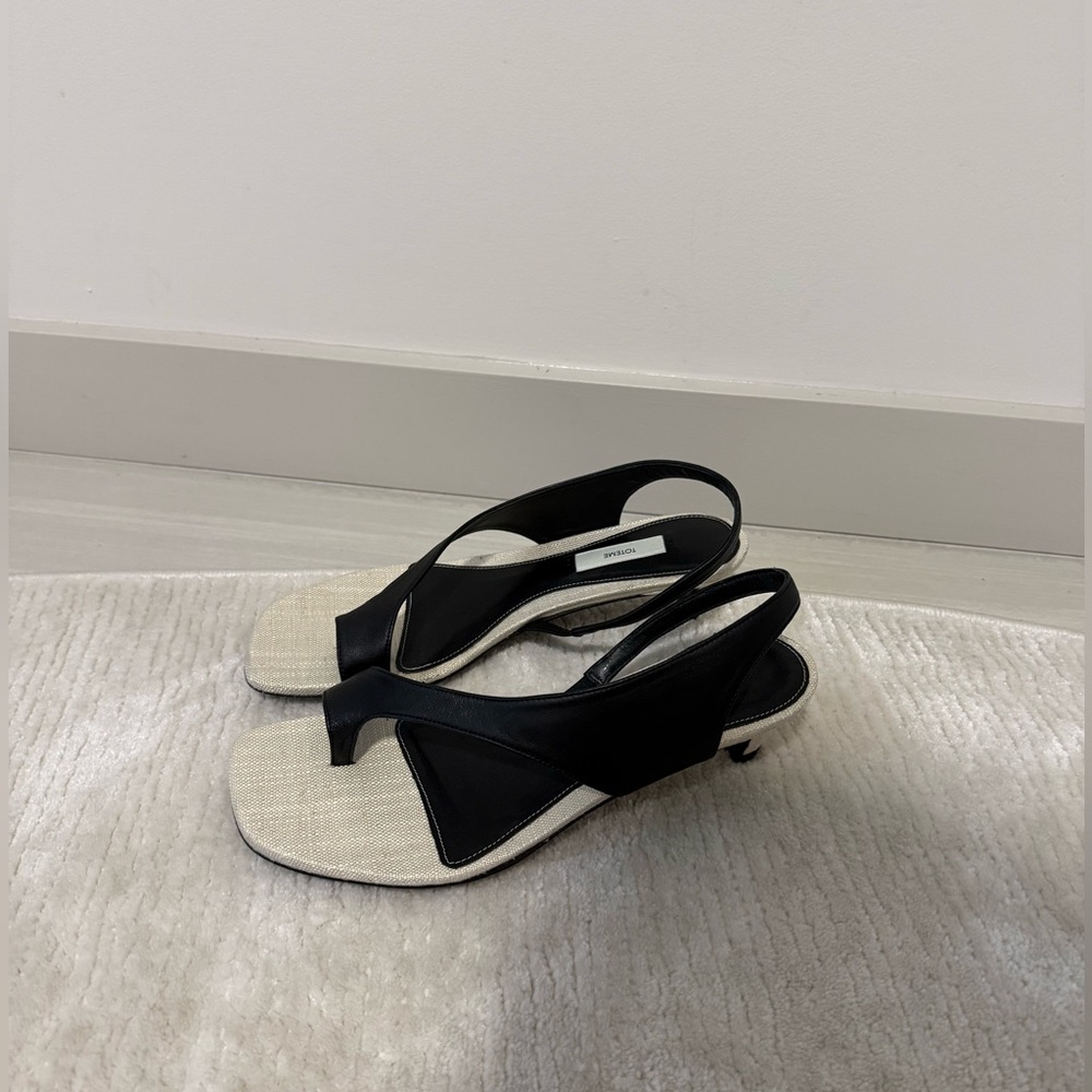 Toteme Sculptural Slingback Sandals, 40, Canvas Black - Picture 16 of 17